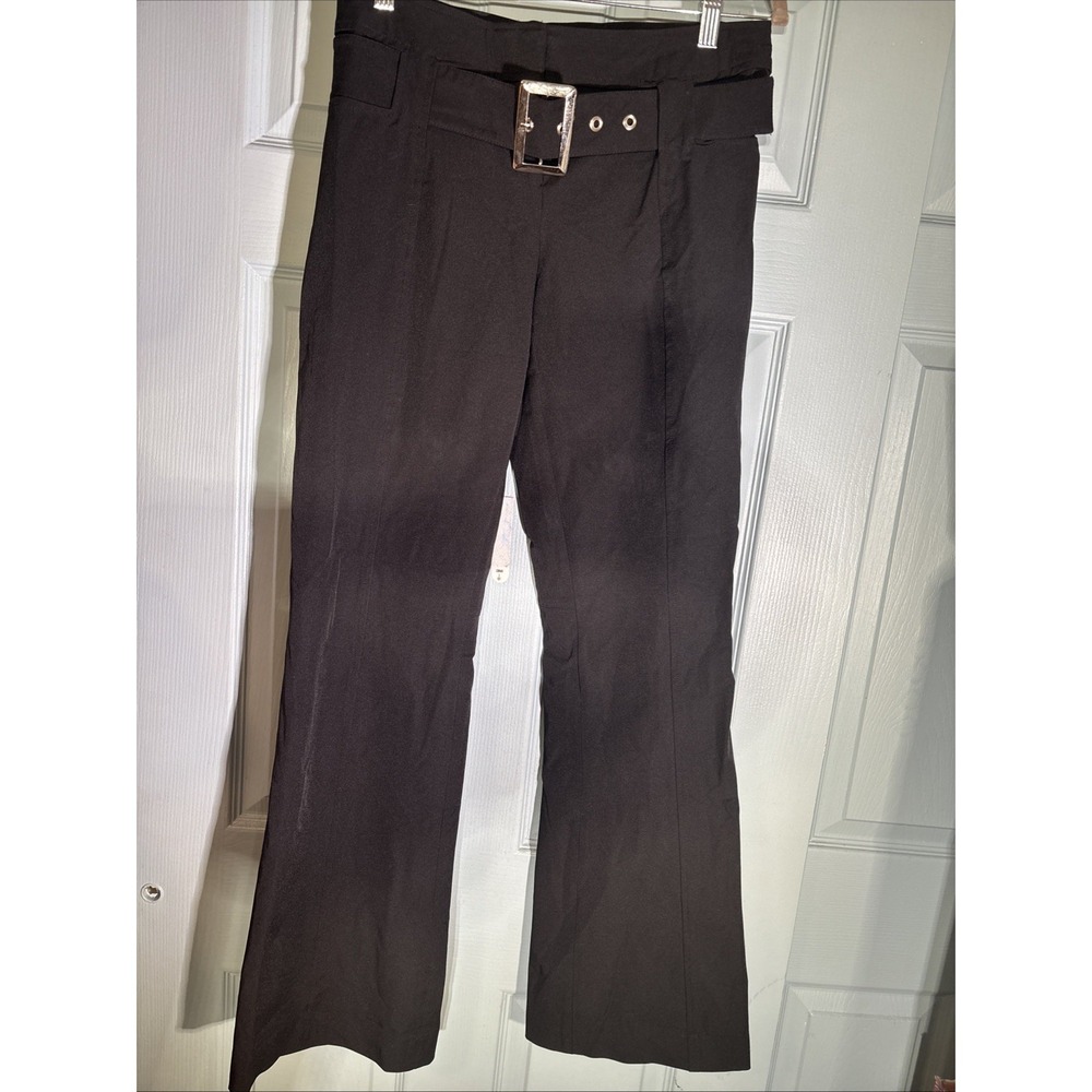 Cache‎ Black Wide Leg Belted Dress Pants Y2K Sz 8